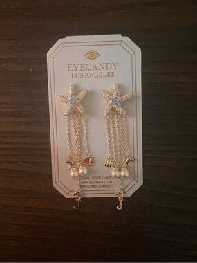 NEW Eye Candy Gold Starfish Dangle Earrings